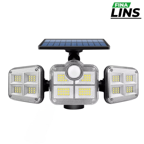 Refletor Led Solar Com 3 Cabeças 122Led - EcoLight