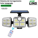 Refletor Led Solar Com 3 Cabeças 122Led - EcoLight