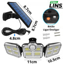 Refletor Led Solar Com 3 Cabeças 122Led - EcoLight