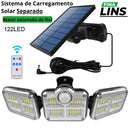 Refletor Led Solar Com 3 Cabeças 122Led - EcoLight